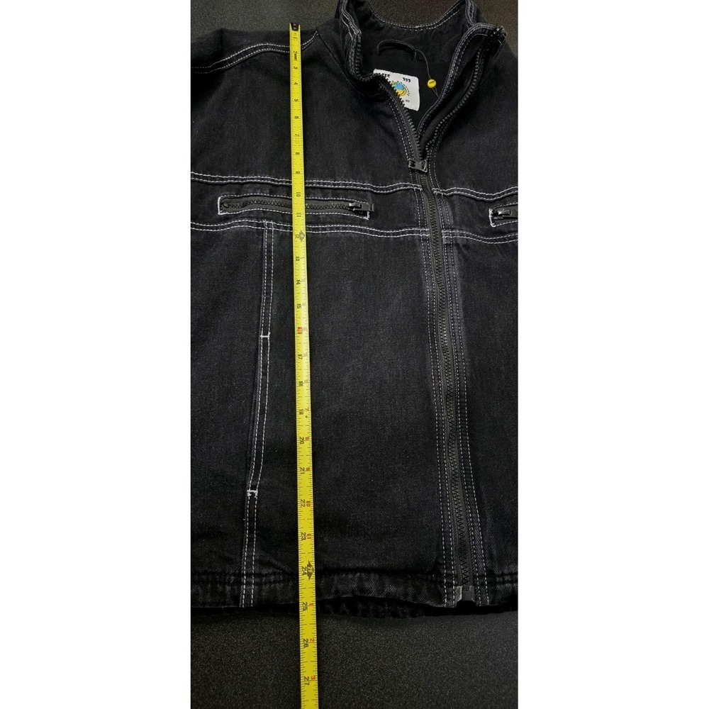 NEW Unif Code Jacket Black Distressed Denim Zip Heavyweight Moto Grunge Baggy XS - Picture 8 of 9